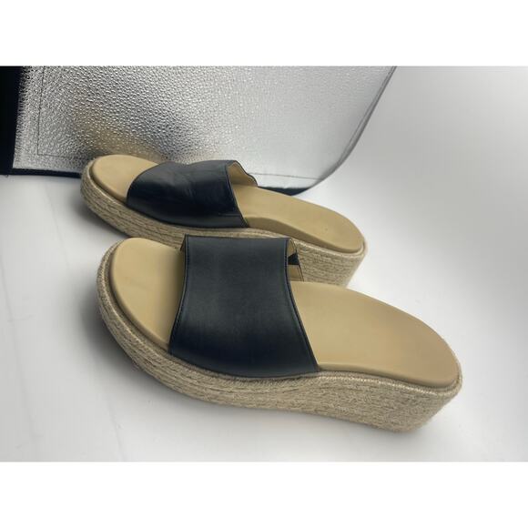ABEO Solstice slide black leather upper wedge sandal Women’s Sz 8.5 - Picture 3 of 7